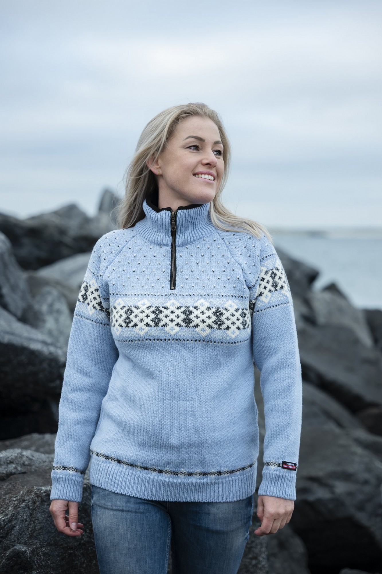 Stejl Ruin uld Norsk Norwool sweater i ren ny uld med nordisk mønster