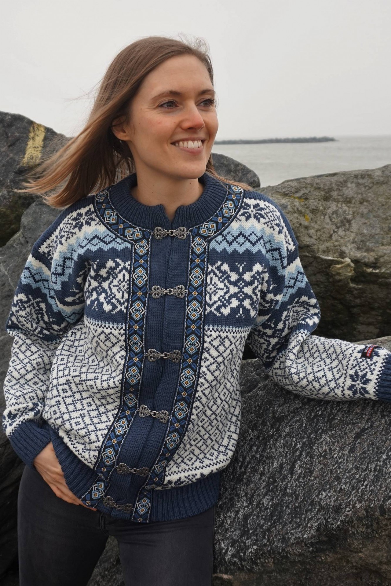 Klassisk Norsk strik Cardigan - ren