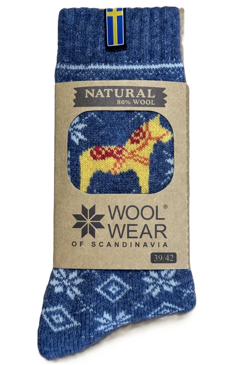 Ragsokker med Dalahest ikon af 80% uld fra WOOLWEAR of Scandinavia