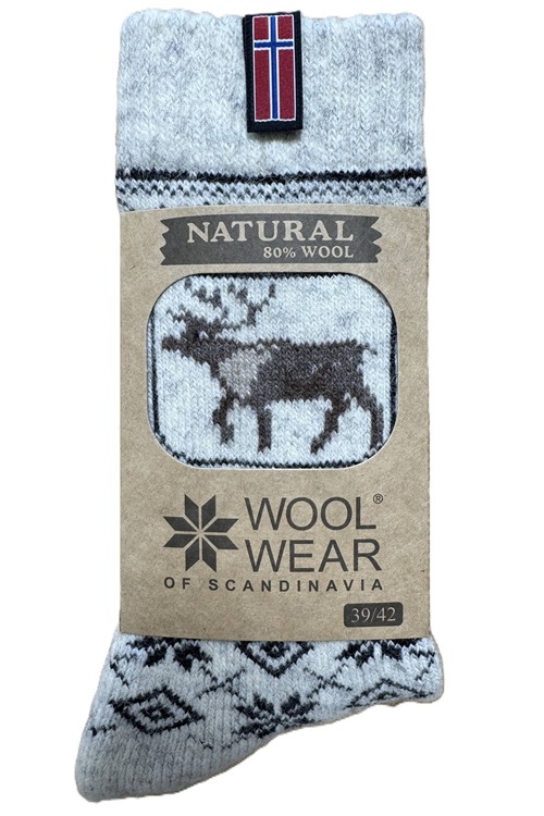 Uldsokker med rensdyr WOOLWEAR of Scandinavia 80% uld