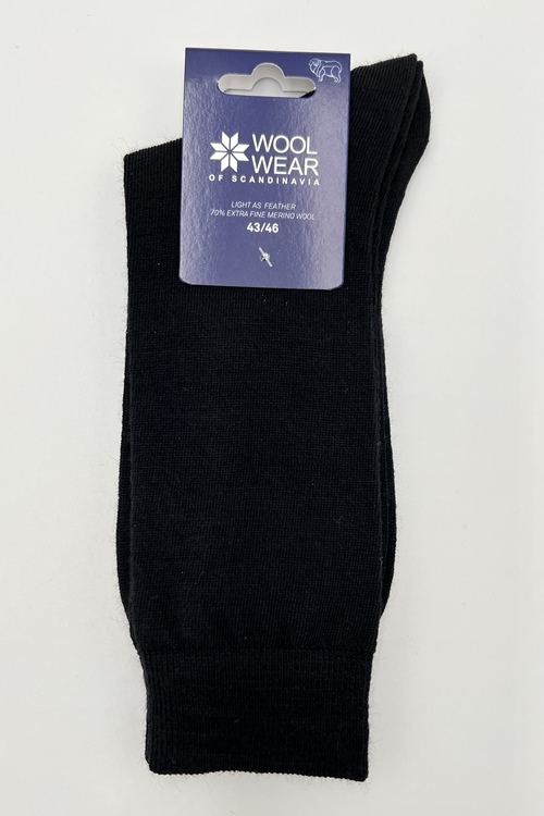 tynde sorte uldsokker af 70% fin merino uld