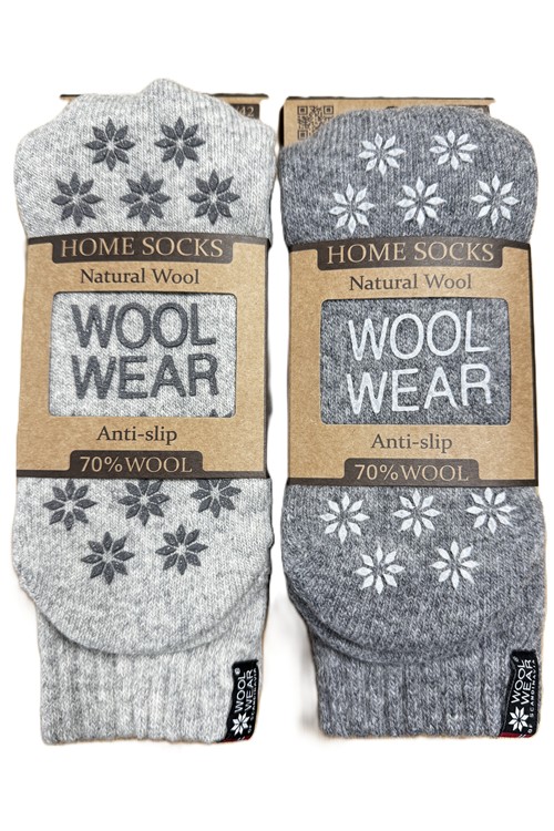 Skridsikre sokker af 70% uld fra WOOLWEAR of Scandinavia