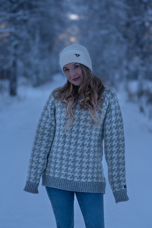 Pied de Cock sweater af 100% uld fra NORWOOL of Norway