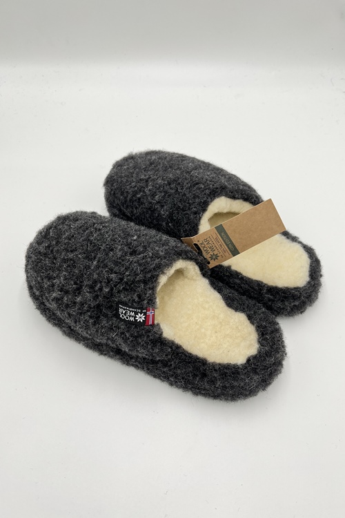 Bamse slippers og hjemmesko af 100% uld m/ruskindssål