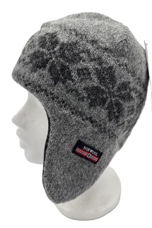 Uldhue af 100% uld m/øreklapper fra NORWOOL of Norway