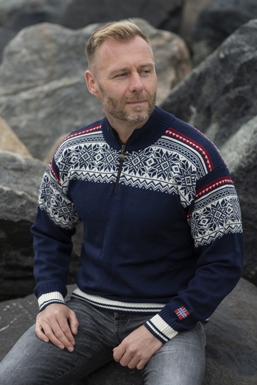 Kontrakt stil Ord Original norsk sweater af 100% merino kamgarn